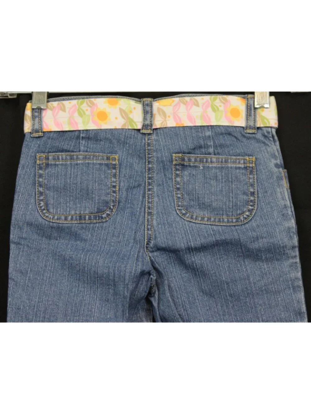 2007 Gymboree Sunflower Fields Denim Shorts sz 5 Country Barn Cut-off Fray Belt